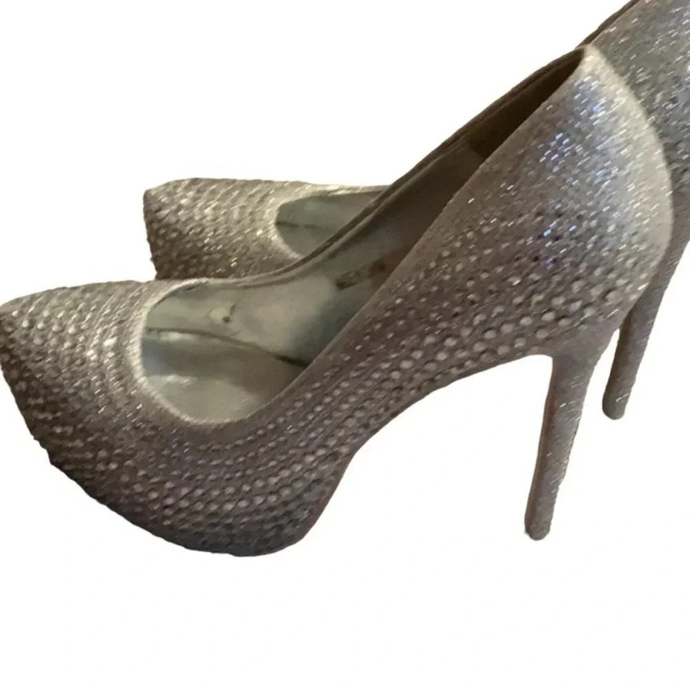 Sequins Round Toe High Heels Pumps